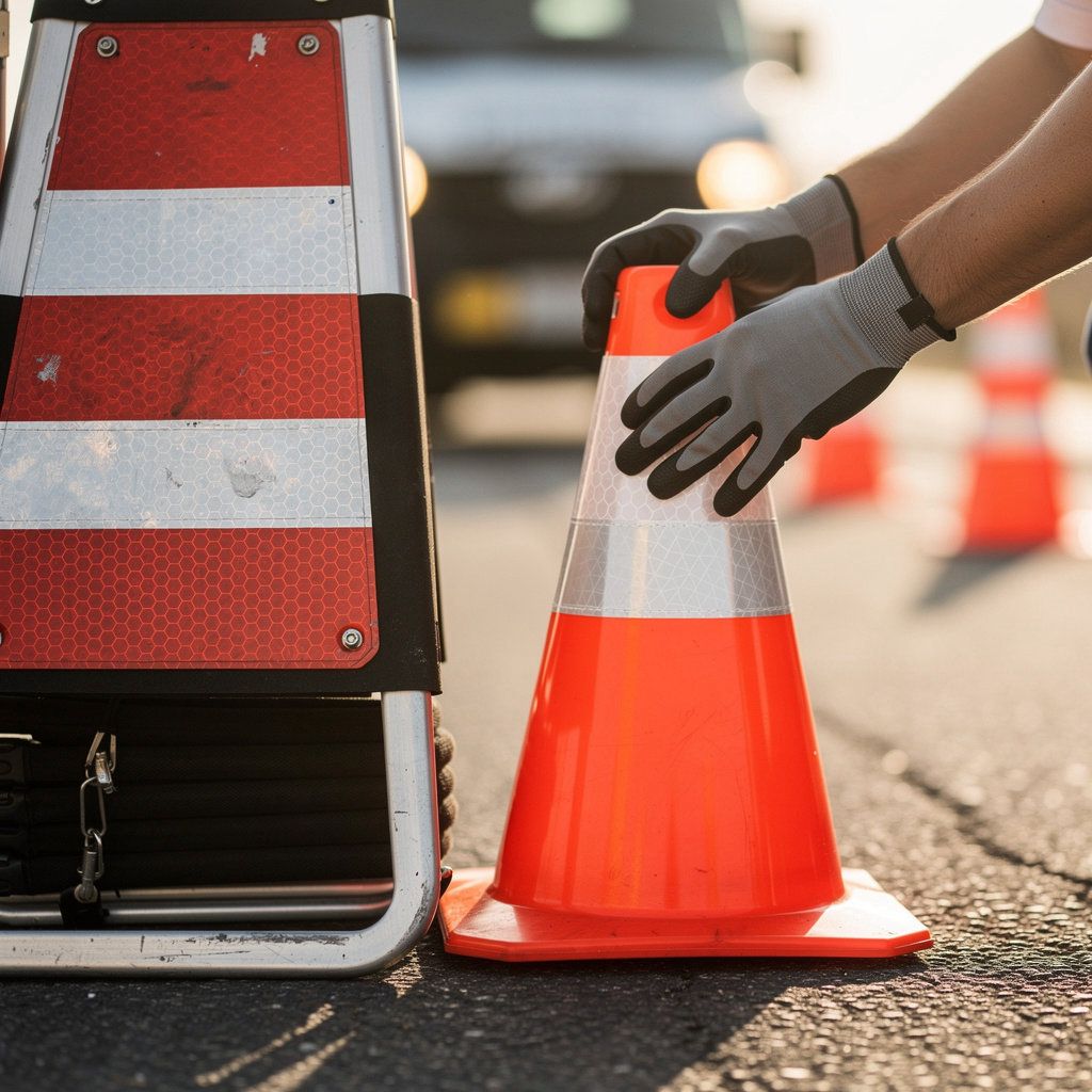 Central Coast Traffic Safety, Inc managing a professional traffic control setup for a road construction project in Santa Maria
